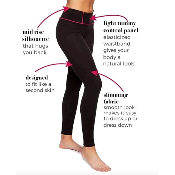 FELINA Leggings 2 Pair Pack Sz S Black Wide Waistband Yoga Workout Everyday NWT - Picture 2 of 14